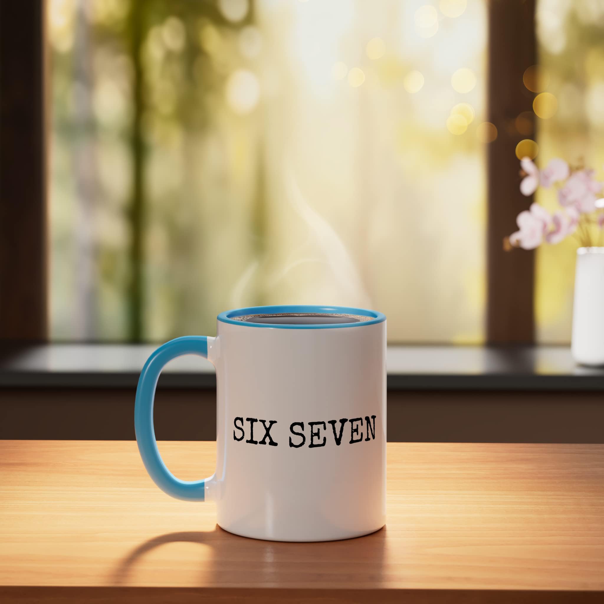 Amazon.com | Six Seven Funny 67 Meme Ceramic Mug, Blue/White